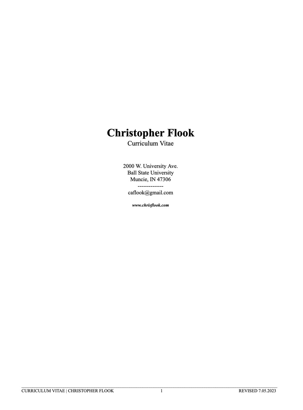 Chris Flook's Curriculum Vitae